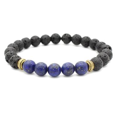 China Chakra 8mm Elastic TRENDY Lava Stone Bracelet Essential Oil Beaded Bracelets For Women Men for sale