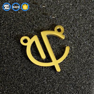 China Fashionable logo waterproof silver oval stamp shape gold color custom charm jewelry tags for bracelet for sale