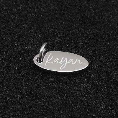 China FASHIONABLE design made round shape gold silver oval logo custom metal charm pendant hang jewelry tags for bracelet for sale