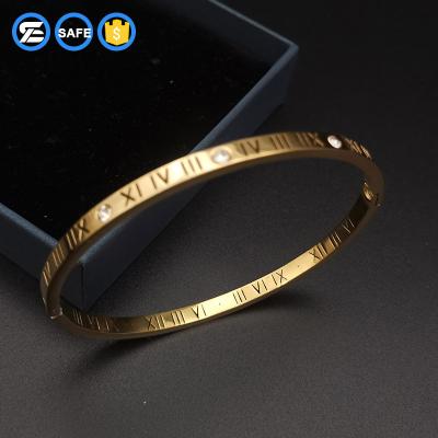 China Luxury FASHIONABLE designer Roman numerals stainless steel 18K gold color love brand bracelet for women and men for sale