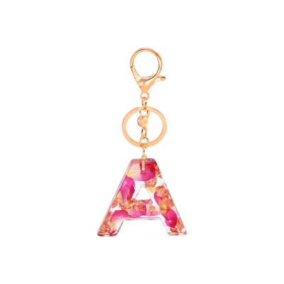 China Epoxy Resin Acrylic Key Chains Rose Gold Faith Key Chain Waterproof Resin Alphabet Pendant High Permeability for sale