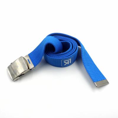 China 2021 Advertising Factory Embossed Custom Logo Causal Outdoor Flip Top Canvas Polyester Belt for sale