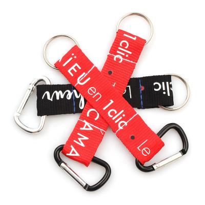 China Nylon Key Chain Silkscreen Printing Lanyard Carabiner Short Wrist Strap Key Chain Daily Life Custom for sale