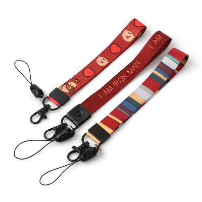 China Polyester Hogh Quality Custom Logo Print Hand Wrist Webbing Strap Holder Lanyards Short Key Chain Lanyard for sale