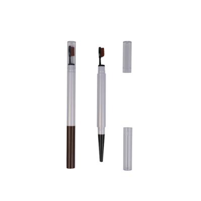 China Low Price Cosmetic Thin Eyebrow Pencil Double Sided Empty White Packaging for sale