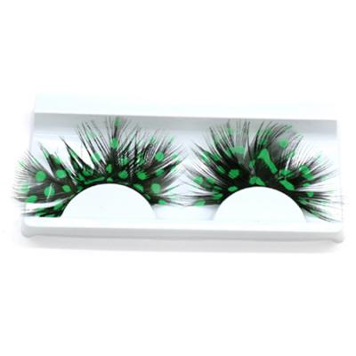 China Durable Wholesale Fashion Design Crazy Party Style Halloween Festival Stage Fake Eye Lashes Colorful Feathered Eyelashes For Dealer for sale