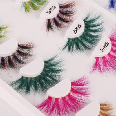 China Durable Wholesale Custom Drama Colored Mink Fashion Color Lashes Private Label Eyelashes for sale