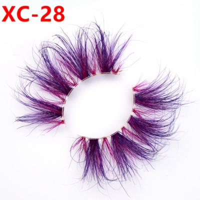 China Long Lasting Color 3D Cross 5D False Eyelashes Can Be Customized Colored Eyelashes 25mm Multicolor Mink False Eyelashes for sale