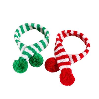 China Viable The Latest Cat Dog Santa Adjustable Collar Drool Towel Pet Knit Christmas Striped Scarf for sale