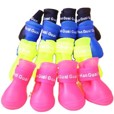 China New Design Dog Shoes Rain Boots Comfortable Color Durable Anti-slip Waterproof Pet Dog Shoes Long Rubber Pet Shoes For Dogs for sale