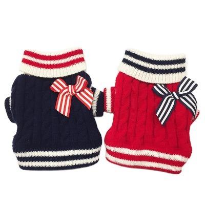 China Clothes stocked winter pet clothes autumn clothing dog cat and dog kitten navy sweater for sale