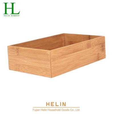 China Sustainable Eco - Friendly Bamboo Drawer Organizer Storage Box Set for sale