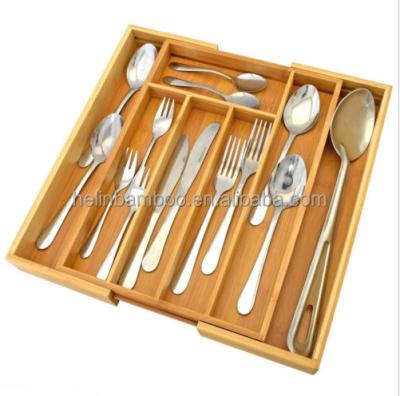 China Cutlery Tray Organizer Expandable Drawer Storage Sustainable Expanding Box for sale