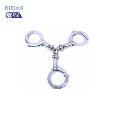 China Strong NIJ military standard chained carbon steel and nickel plated police handcuff for sale