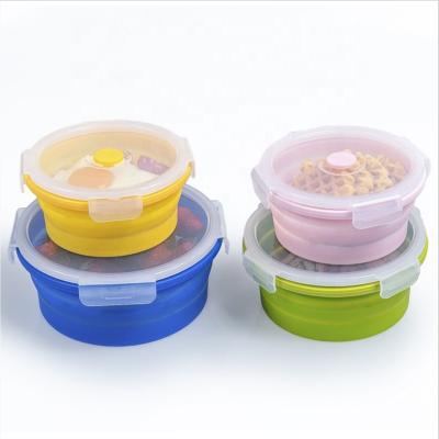 China 4 Pack Viable Colorful Food Staging Silicone Folding Lunch Box for sale