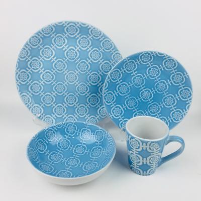 China Disposable Kitchen Supplies Amazon Hand Painted Stoneware OEM Casual Used Cheap European Ceramic Dinner Set for sale