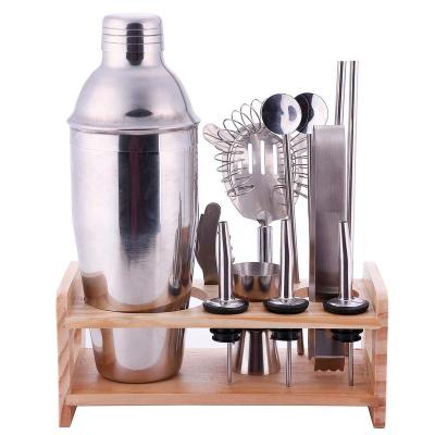 China 2021 Direct Viable Factory Boston Bartender Kit Barware Tool Kit Stainless Steel Cocktail Shaker Set With Stand for sale