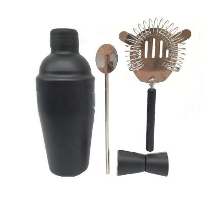 China Sustainable 550ml Stainless Steel Cocktail Shaker Set in Matte Black in Gift Box, Cocktail Shaker Set for sale