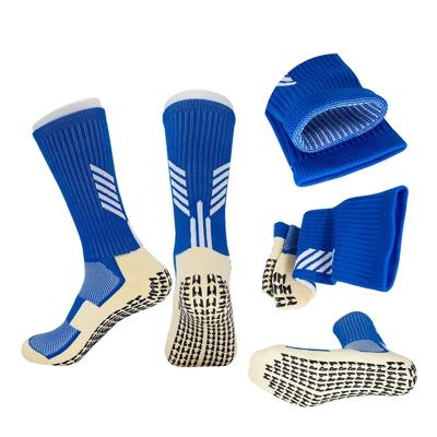 China Custom Designer Football Mens Athletic Sports Grip Crew Anti Slip Football Socks for sale