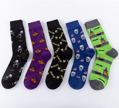 China MY-032 Fashion Antibacterial Men Socks Colorful Art Crew Socks Halloween Dress Men Socks for sale