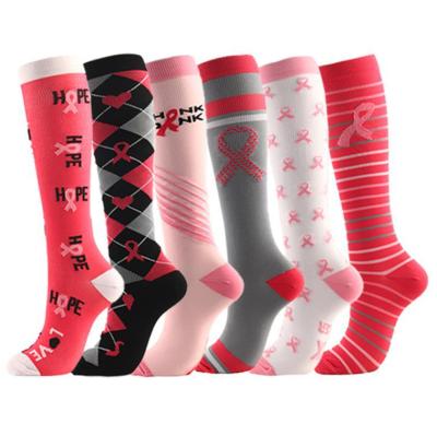 China 20-30 mmHg Breathable Custom Men's Logo Sport Medical Knee High Running Retraining Nurse Football Copper Fiber Fitted Compression Socks for sale