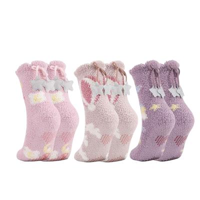 China Fuzzy Sleep Bed Socks Winter Sporty Fluffy for Girls Comfortable Women Slipper Non-Slip Knitted Socks for sale