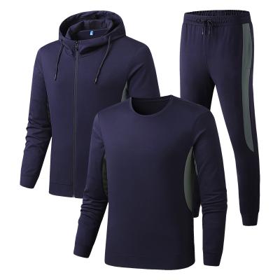 China Antibacterial Popular Private Label Wholesale Men Sport Workout Wear 3 Piece Sweatsuit Long Sleeve for sale