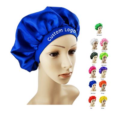 China Hot Selling Daily Soft Feeling Satin Hood Elastic Compression Band Blue Hair Hood for sale