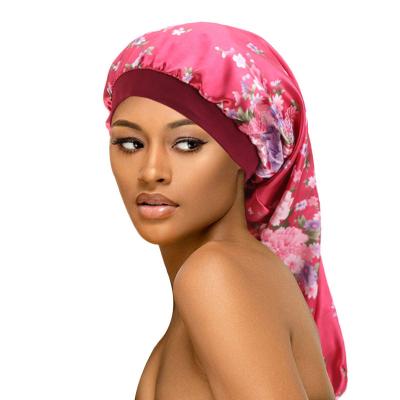 China Custom Copy Soft Soft Feeling Elastic Sleepcap Plus Size Long Hair Nightcap for sale