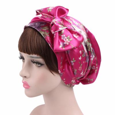 China Wholesale Custom Soft Feeling Bowknot Turban Satin Sleep Hood for sale