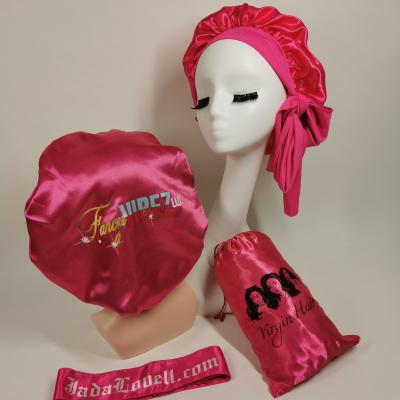 China Hot Selling Logo Women Soft Soft Feeling Custom Ribbon Hair Long Silk Cowls With Band for sale