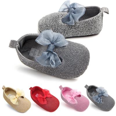 China China Wholesale Baby Bling Glitter Newborn Shoes Anti-slippery With Bow Prewalker Shoes Toddler Soft Unique Baby Shoes for sale