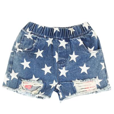 China Color Fade Proof Wholesale Children Baby girls ripped jeans shorts distressed wash pants kids denim shorts for sale