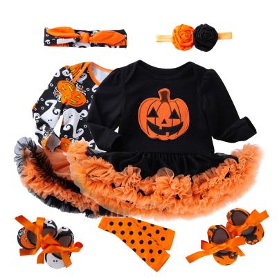 China Anti-wrinkle Baby Halloween Dress Wholesale Infant Long Sleeve+Headband+Shoes Baby Halloween Dress Up Halloween Tutu Clothes Sets for sale