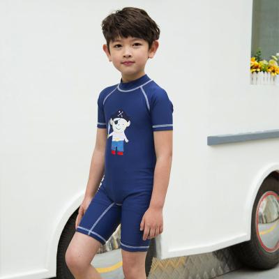 China Sunmate China Manufacturer Anti-UV Kids Swimsuit Pirate Printed One Piece Short Sleeve Swimwear For Boys for sale