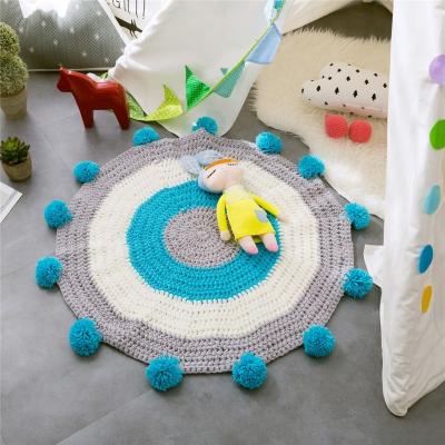 China Wholesale Anti-Slip Kids Baby Playing Mat Infant Floor Play Mats Crawling Knit Crochet Rug Round Carpet for sale