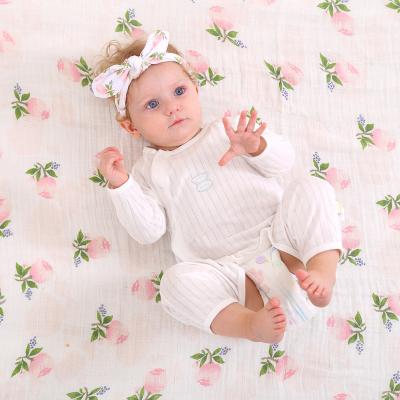 China Viable Baby Wrap Blanket 100% Cotton Baby Infant Flamingo Lemon Print Bamboo Muslin Wrap Blankets Cotton Wrap Blanket For Newborn for sale