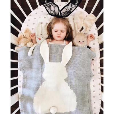 China Anti-pilling Wholesale Infant Baby Knitted Blanket Rabbit Toddler Throw Blanket Plush Cotton Girls Crochet Blanket for sale