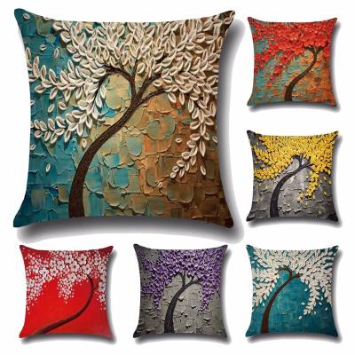 China Viable Pillow Covers Latest Wholesale Fancy Design 3D Paint Throw Pillow Case Soft 18x18 In 45x45cm Square Couch 3D Cushion Cover for sale