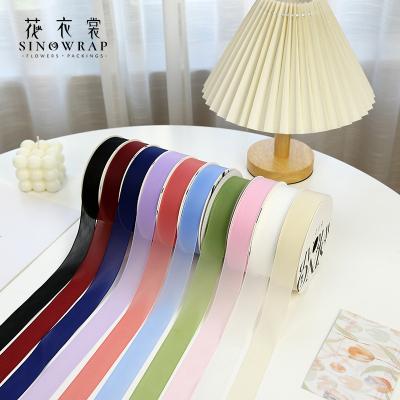 China Waterproof NEW arrival factory directly solid color ribbon 2.5cm for flower and gift packing florist supply for sale