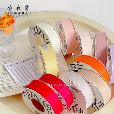 China Floral SINOWRAP Florist Supplies Custom Ribbon Wholesale Decoration Satin Ribbon Florist Ribbon Roll for sale