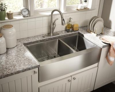 China Without Faucet SUS304 Undermount Front Stainless Steel Double Bowl Apron Handmade Kitchen Sink For Farmhouse for sale