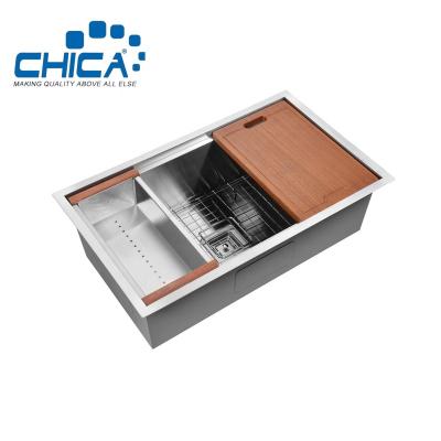 China Without Faucet Custom Single Bowl 304 Stainless Steel Topmount Handmade Kitchen Sink For House for sale