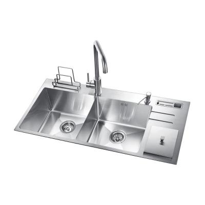 China Without Faucet 10046RH Double Bowl Topmount Stainless Steel 304 Houses Handmade Kitchen Sink for sale