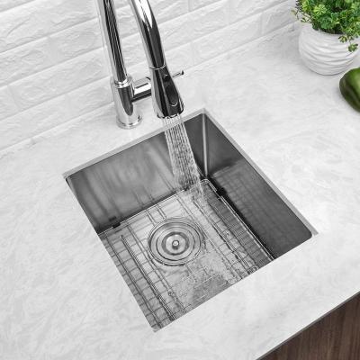 China Without Faucet CH4545 450x450x220mm Single Bowl Undermount Stainless Steel Handmade Square Kitchen Sink For Farmhouse for sale