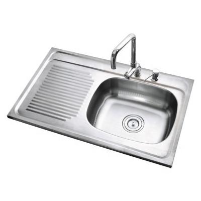 China With Faucet CS8050R 800x500mm Stainless Steel Deep Pull Press Topmount Single Bowl Apartment Round Kitchen Sink With Drainer for sale