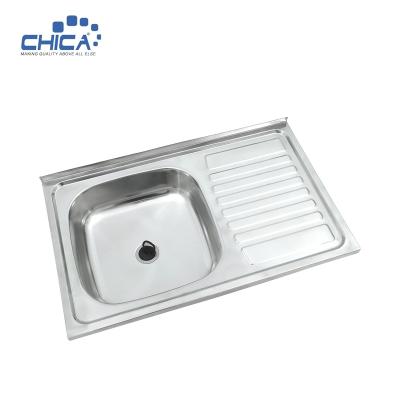 China Without Faucet 304 Stainless Steel Modern Kitchen Single Bowl Farmhouse Basin Sink With Drain Accessories for sale