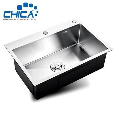 China Without Tap CH5543 550x430x220mm Stainless Steel Topmount Single Bowl Handmade Kitchen Sink With Faucet Hole for sale