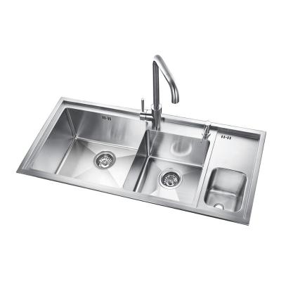 China Without Faucet 10045RT 1000x450mm Stainless Steel Triple Bowl Handmade Topmount Kitchen Sink For House for sale