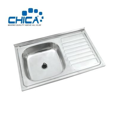 China With Durable Single Press Kitchen Stainless Steel Basin Faucet Topmount Rustproof Basin Sink With Drainer for sale